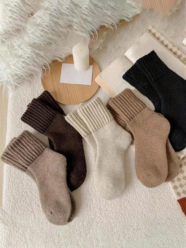 Women's Cozy Solid Mid-Calf Socks (4 Pairs) – Soft, Warm & Everyday Comfort