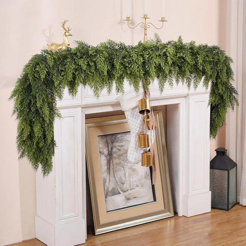 Realistic Winter Charm – 6FT Artificial Cedar Garland (Set of 2)