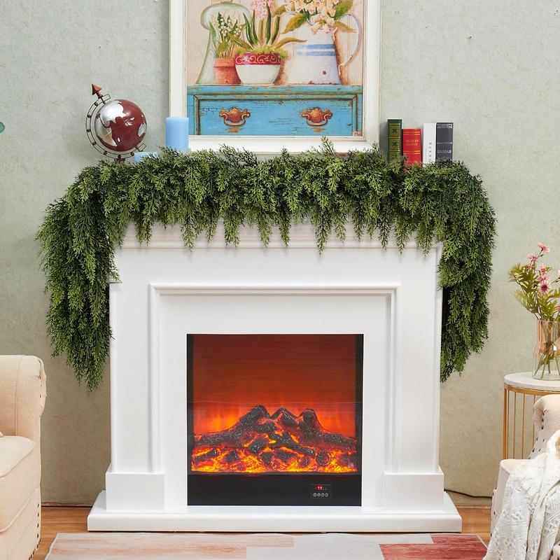 Realistic Winter Charm – 6FT Artificial Cedar Garland (Set of 2)