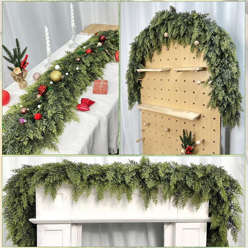 Realistic Winter Charm – 6FT Artificial Cedar Garland (Set of 2)